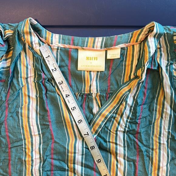 Anthropologie Maeve Striped Brenda Peasant Balloon Sleeve Blouse - Picture 11 of 13